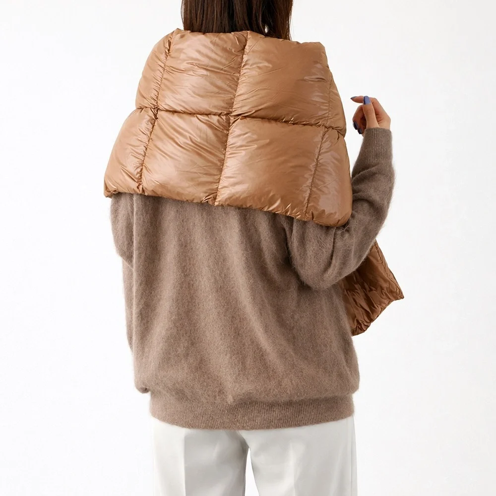 New! MACKAGE River Oversized Quilted Puffer Scarf Caramel Brown 🤎 OS NWT!
